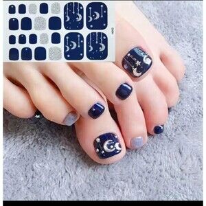 5 Pack Adhesive Toenail Polish Wraps Stickers Flower Marbling Nail Strips